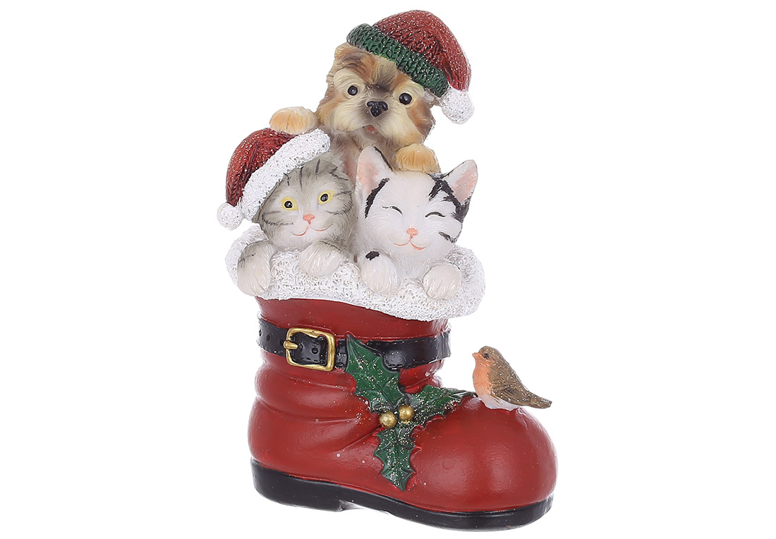 Декоративна фігура Тварини у чобітку 9.5*7*13.5см, колір - червоний