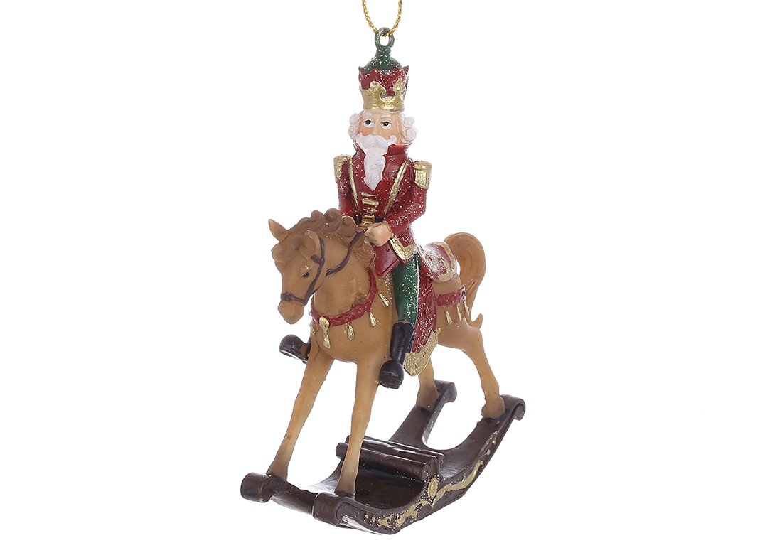 Декоративна підвіска Страж на коні 7*2.5*10см, колір - червоний з коричневим