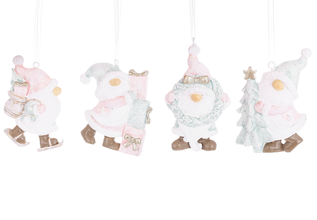 Декоративна підвіска Гноміки в асс 4 дизайну 5.5*7см, колір - рожевий з м'ятним