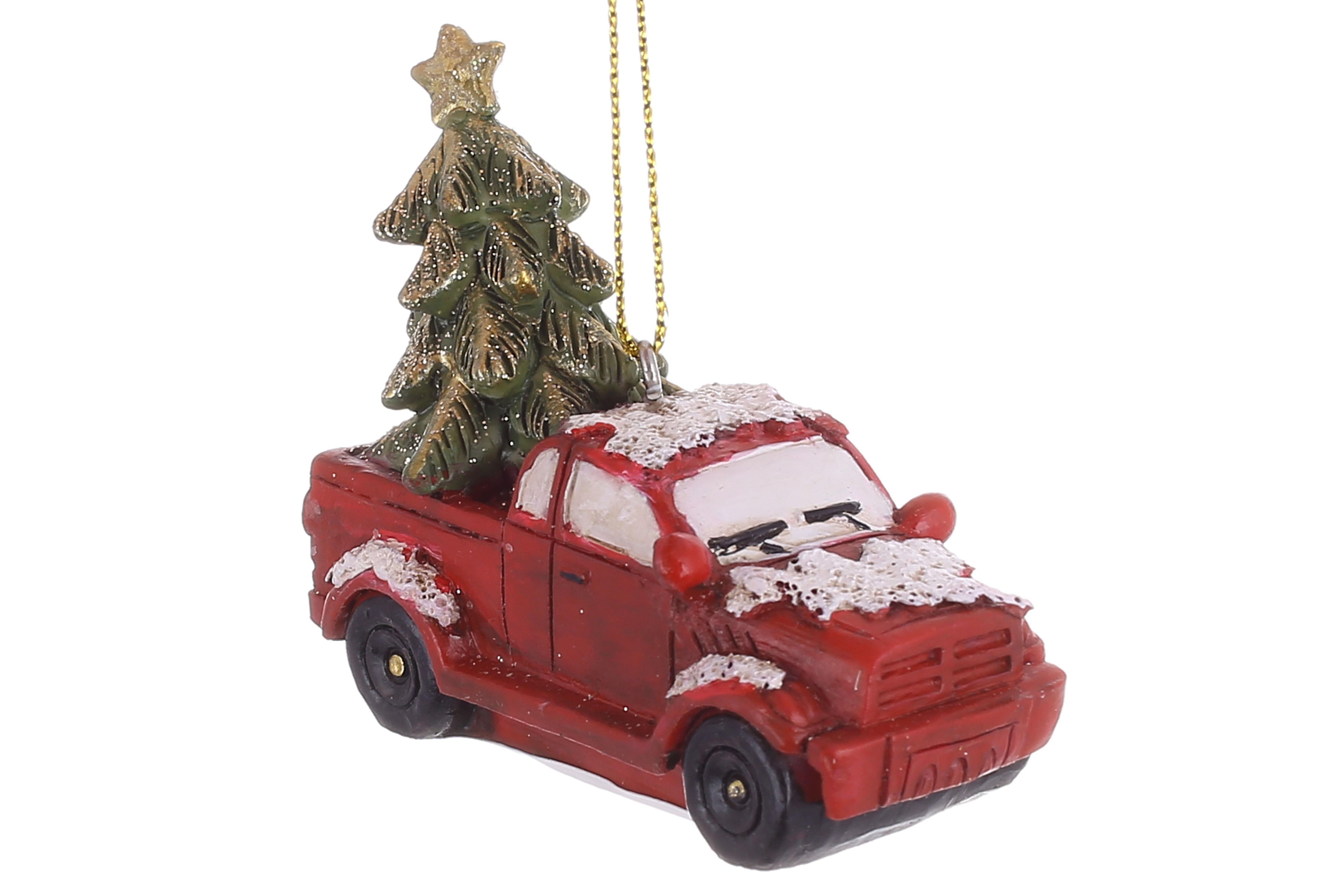 Декоративна підвіска Машина пікап з ялинкою 6.5*3*5.5см, колір - червоний