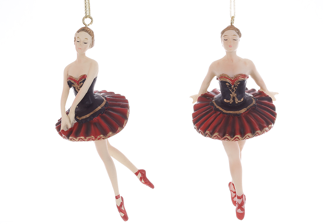 Декоративна підвіска Балерина 6*13см, колір - червоний з чорним та золотом, 2 дизайни