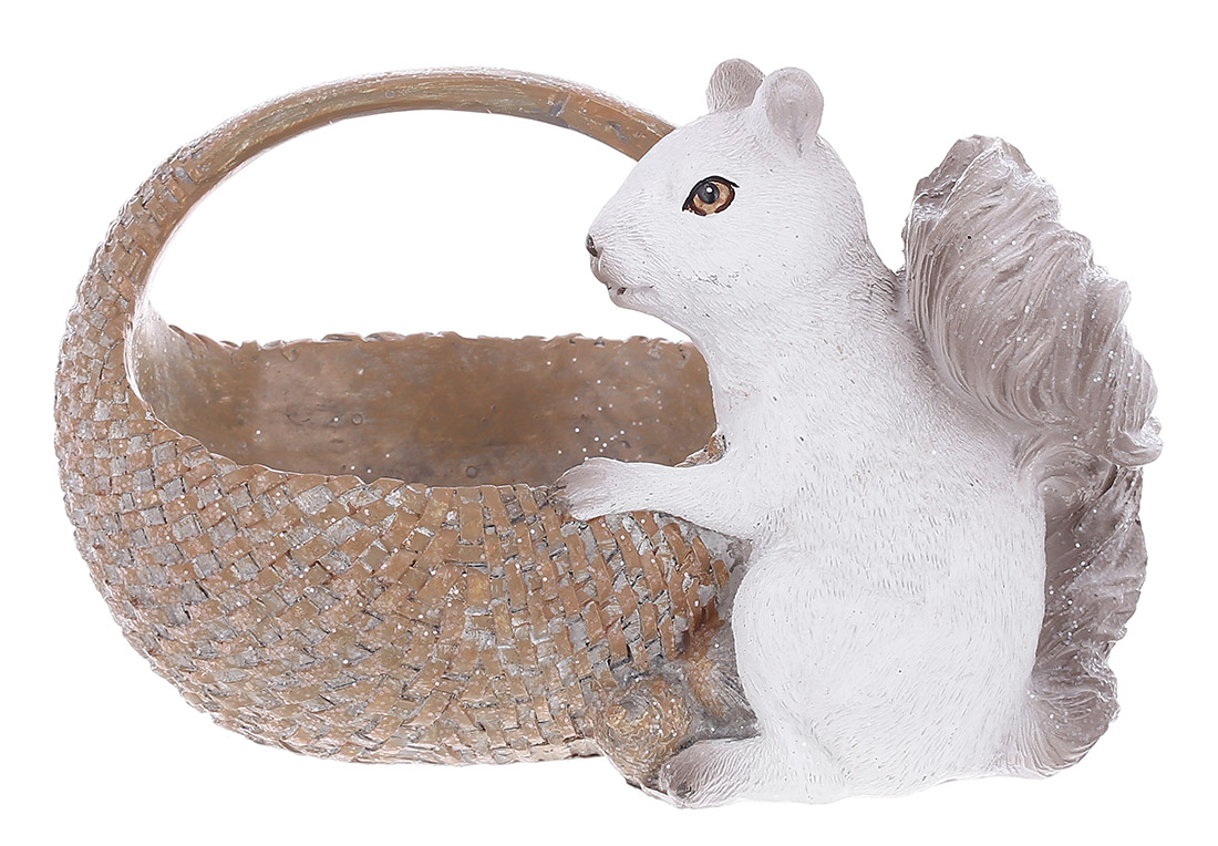 Декоративна статуетка Білка з кошиком, 19.5см, колір - сірий з коричневим