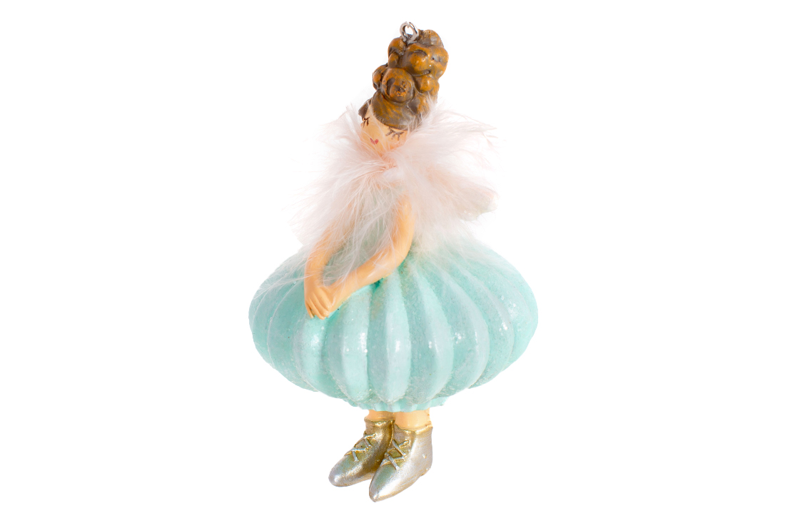 Декоративна підвісна фігурка Дівчинка-Ангел у сукні тиффані, 10.5см