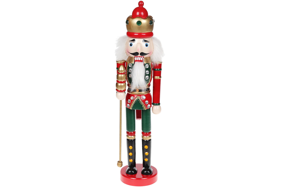 Новорічний декор Лускунчик, 38см, колір - червоний із зеленим