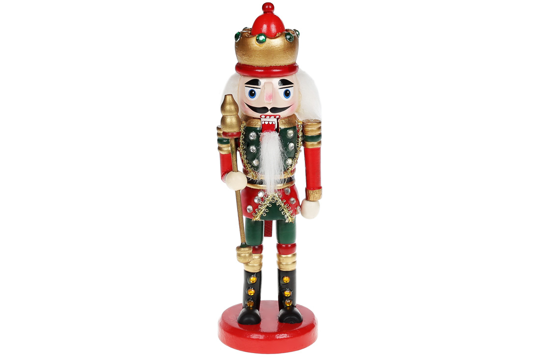 Новорічний декор Лускунчик, 20см, колір - червоний із зеленим