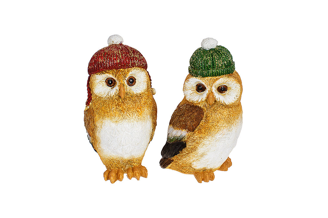 Декоративна статуетка Совушка 18см, 2 дизайну, колір - коричневий