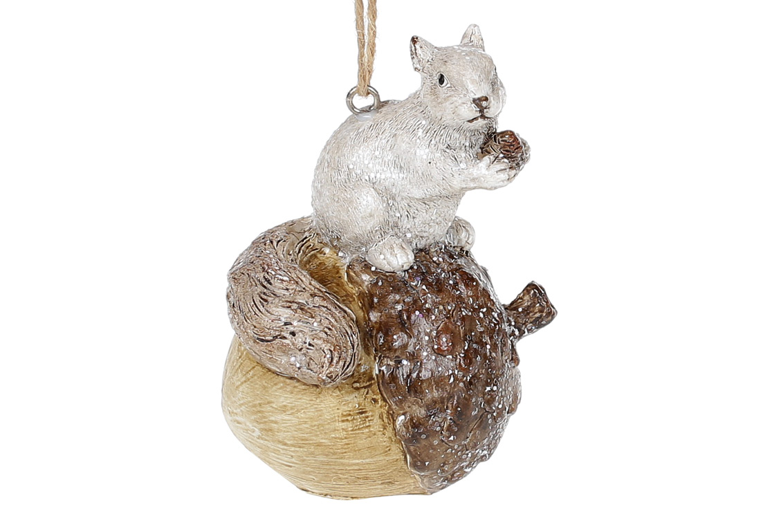 Декоративна підвісна фігурка Білочка на Жолудьі, 10.5см, колір - коричневий