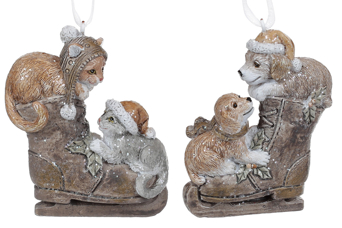 Декоративна підвіска Кошенята та Цуценята 7.5см, колір - світло-коричневий, 2 дизайни