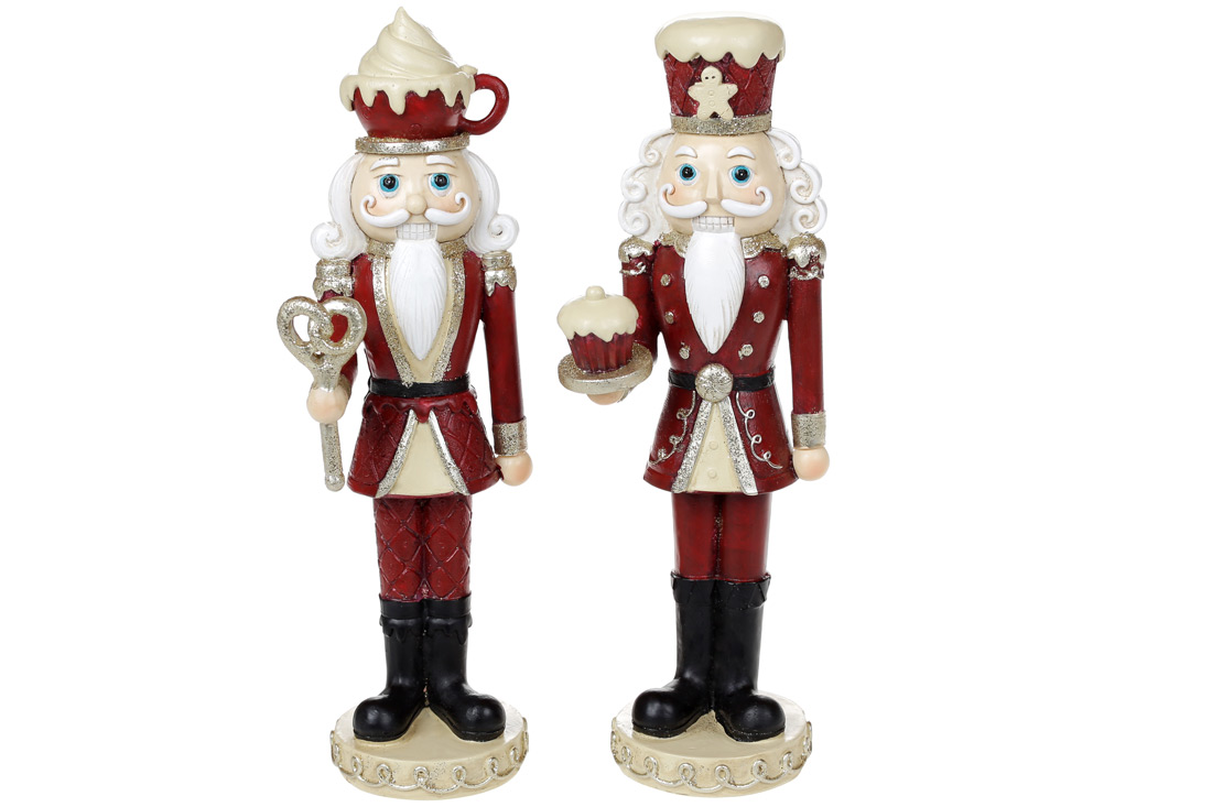 Декоративна статуетка Карамельний Лускунчик, 22.5см, колір - крем-бордо, 2 дизайни