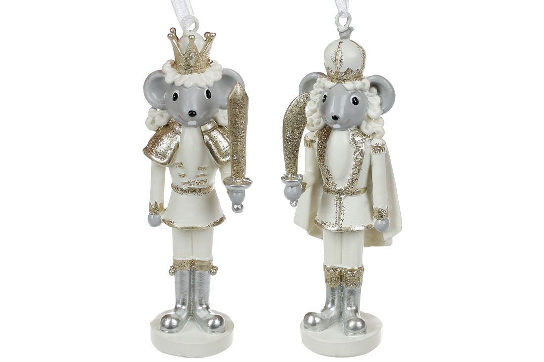 Декоративна підвіска Мишачий король, 10.5см, 2 дизайни, колір - вершковий з шампанню