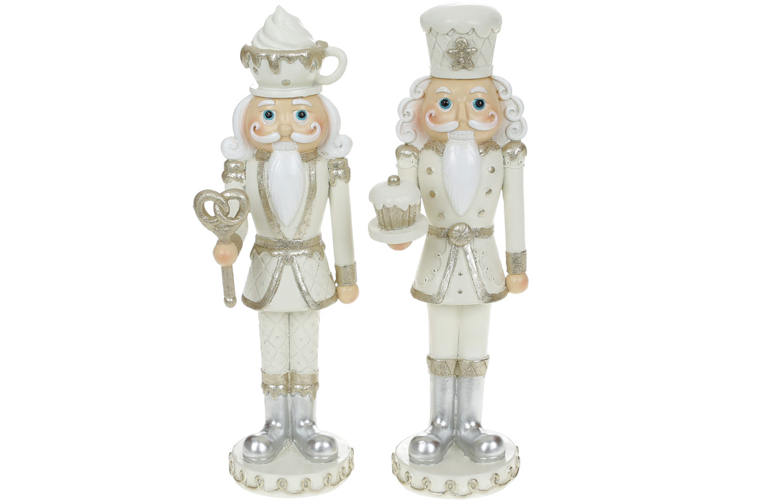 Декоративна статуетка Карамельний Лускунчик, 22.5см, колір - білий з шампанню, 2 дизайни