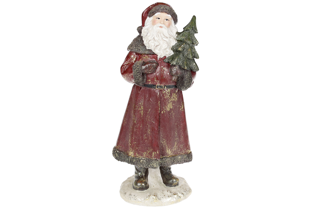 Декоративна статуетка Санта, 29см, колір - бордо із золотою патиною