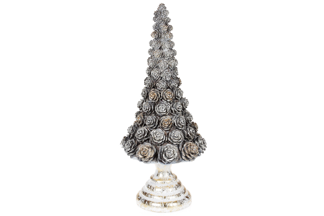 Новорічний декор Ялинка, 34.5см, колір - срібло антик
