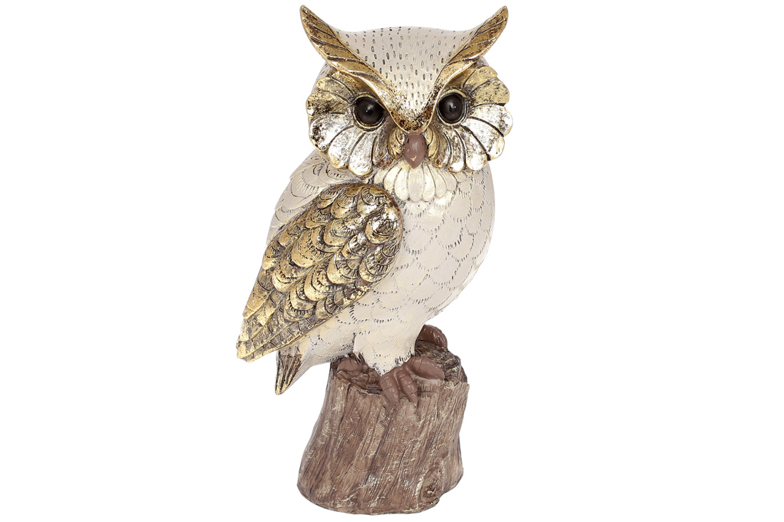 Декоративна статуетка Мудра сова, 27.5см, колір - золотий