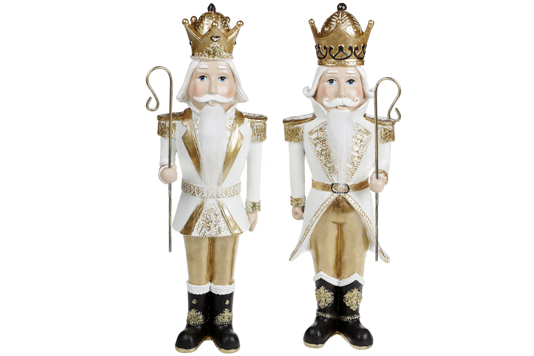 Декоративна статуетка Лускунчик, 30.5см, 2 дизайни, колір - білий із золотом