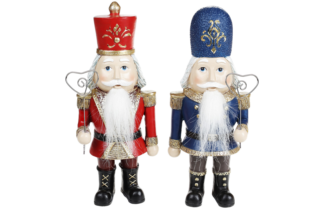 Декоративна статуетка з тримачем для карток Лускунчик, 22см, 2 дизайни, колір - червоний, синій