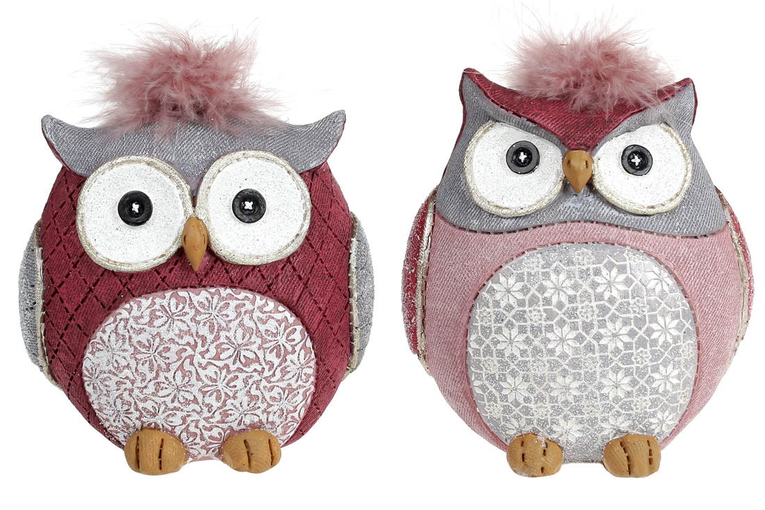 Декоративна фігурка Сова з чубчиком, 12.5см, 2 дизайни