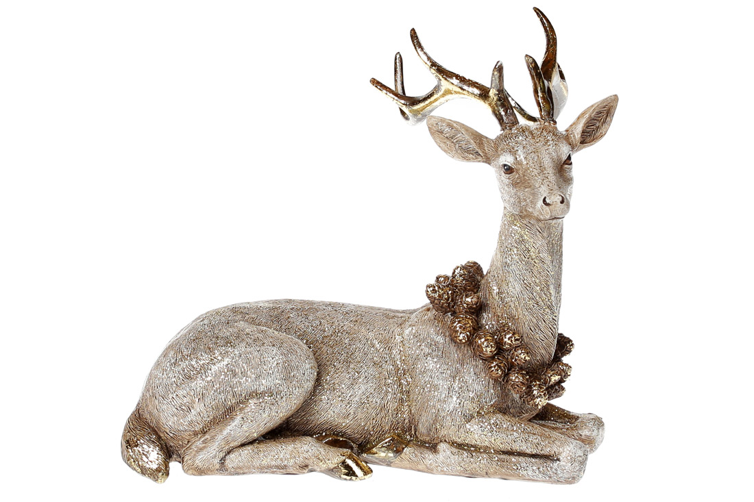 Декоративна статуетка Олень, 21.5см, колір - зістарене золото