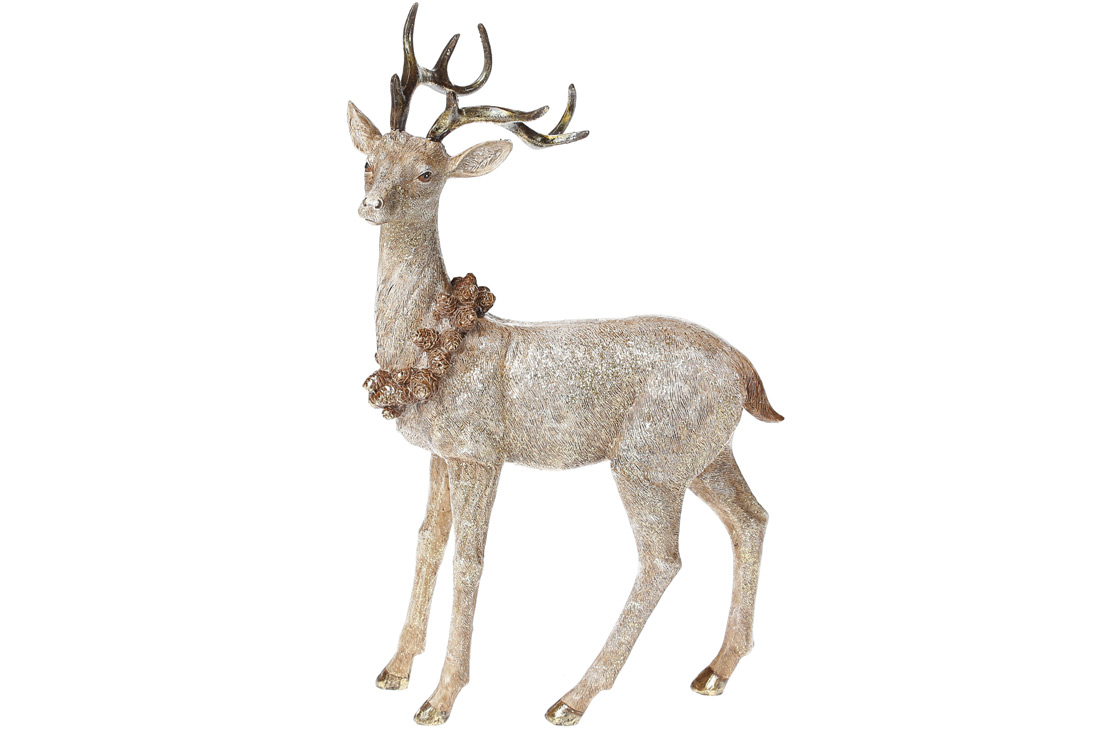 Декоративна статуетка Олень, 34.5см, колір - шампань