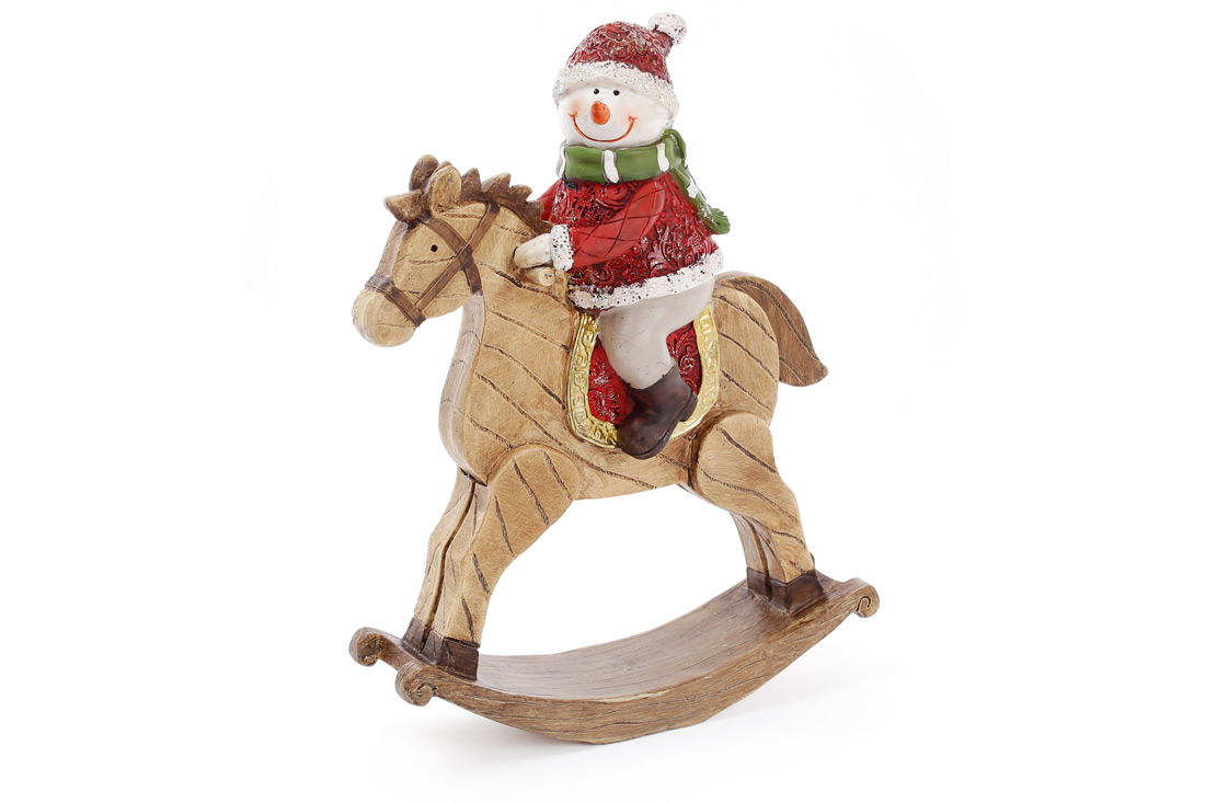 Декоративна статуетка Сніговик на коні, 26см
