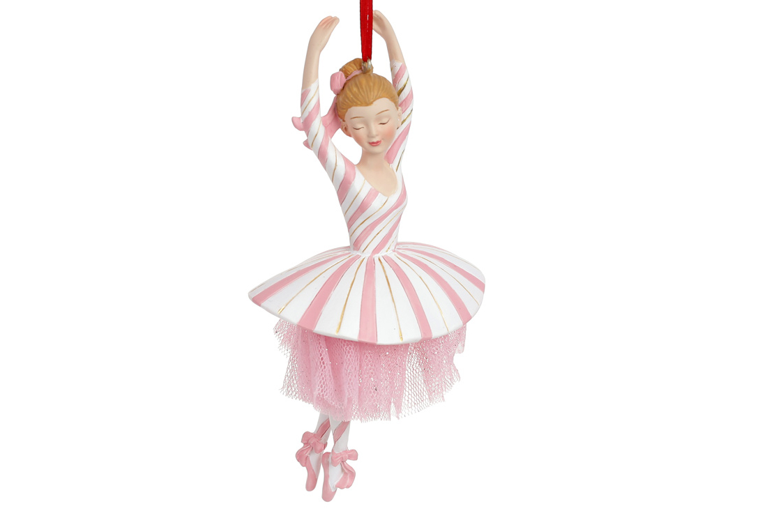 Декоративна підвісна фігурка Карамельна Балерина 16.2см, колір - рожевий