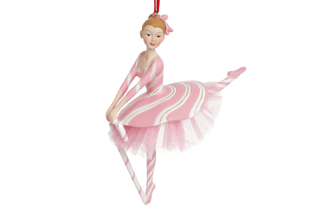 Декоративна підвісна фігурка Карамельна Балерина 15.5см, колір - рожевий