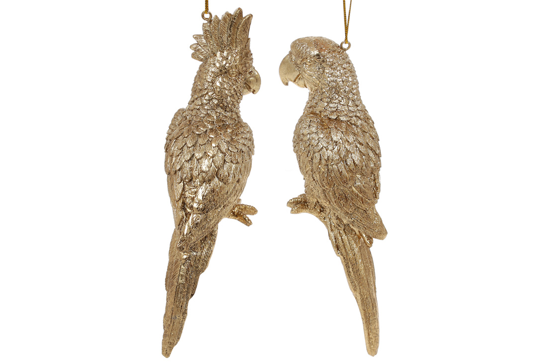 Декоративна підвіска Папуга 19см, колір-золото, 2 дизайни