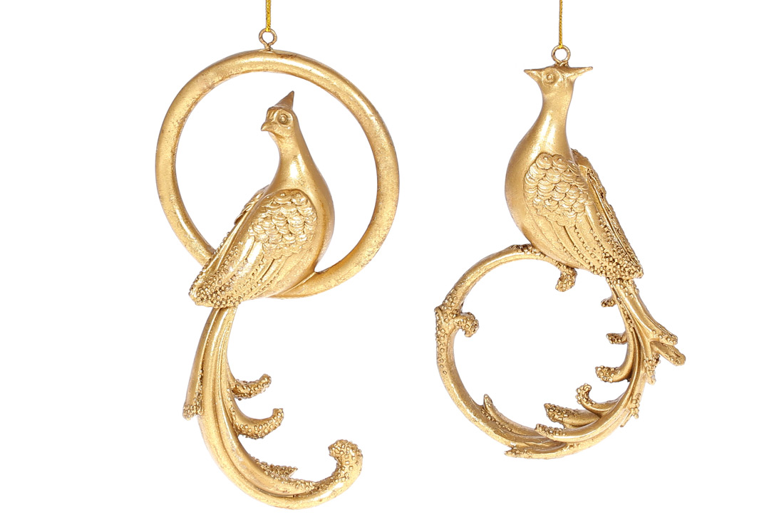 Декоративна підвісна фігурка Павич, 17см, 2 дизайни, колір - золото