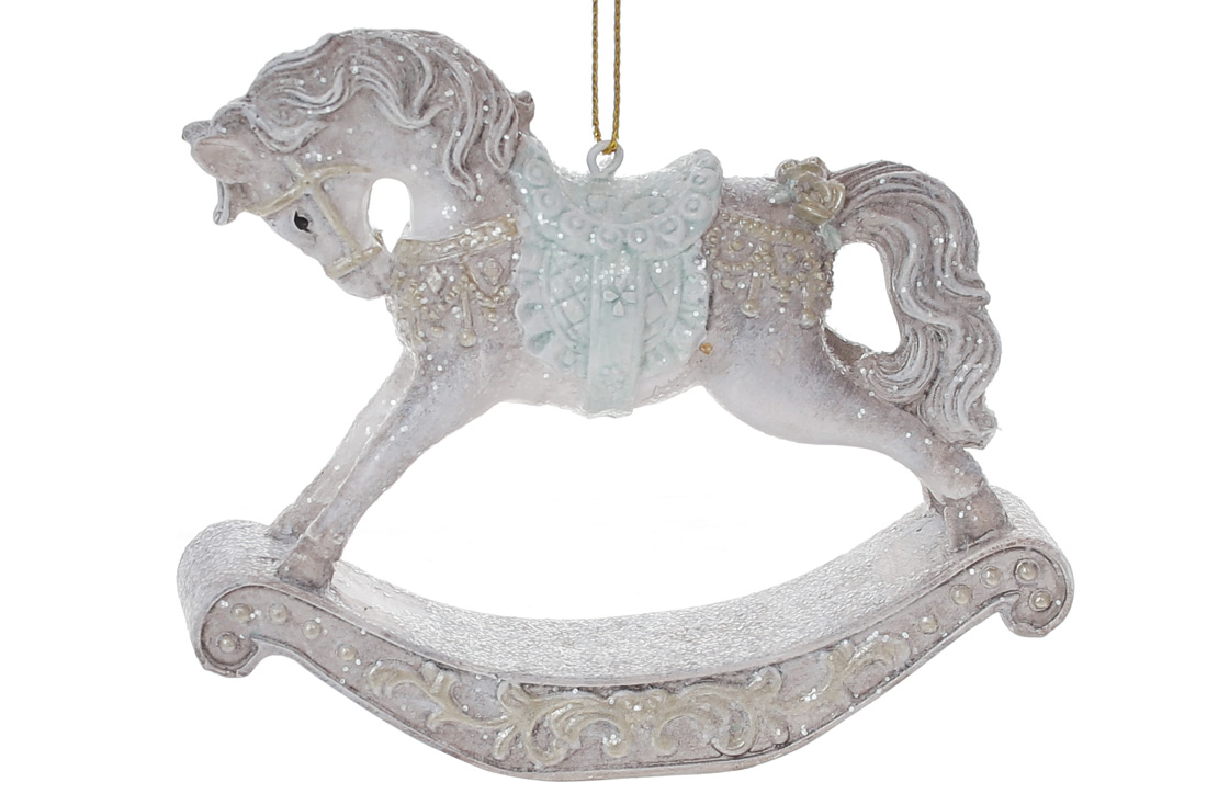 Декоративна фігурка на підвісі Конячка 11.5см, колір - сірий з м'ятою