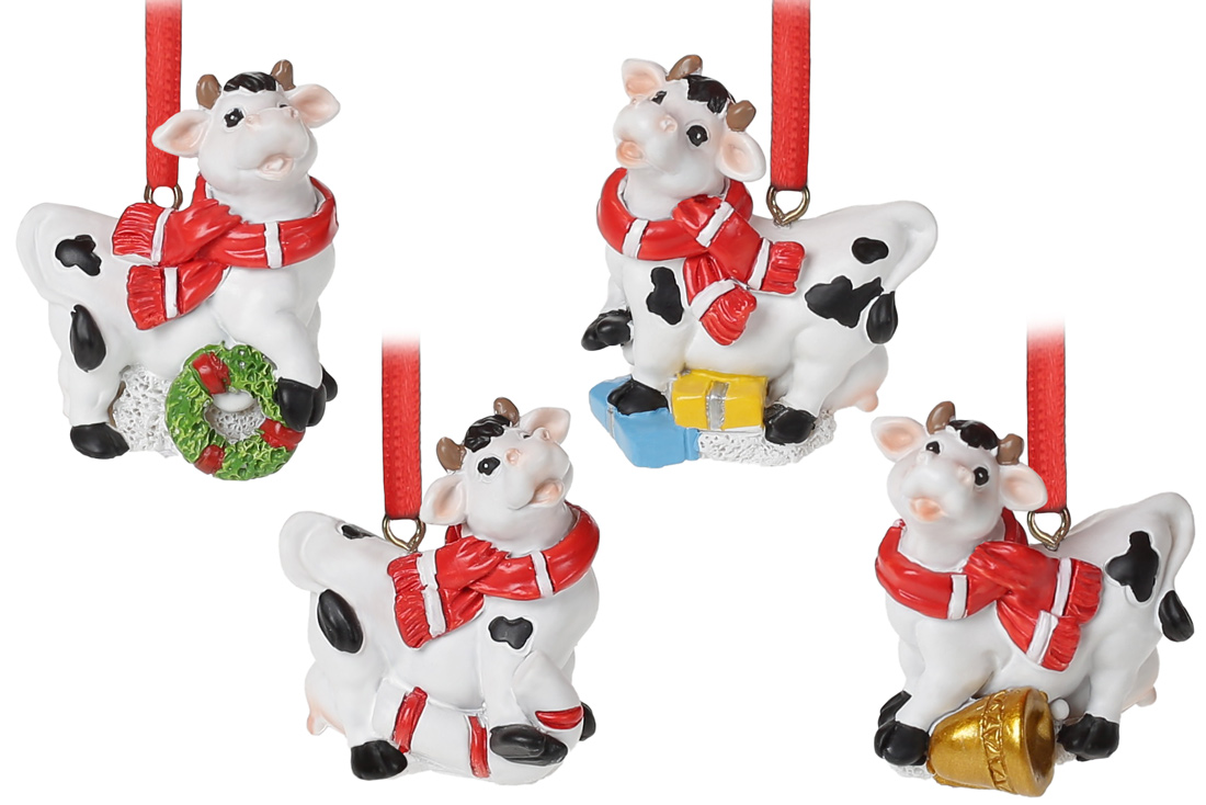 Декоративна підвісна фігурка Корова, 4.5см, 4 дизайни