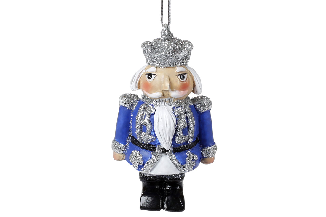 Декоративна підвісна фігурка Лускунчик, 6см, колір - синій зі сріблом