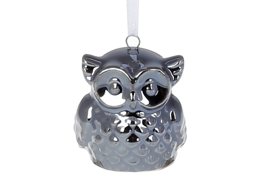 Підвісний декор Совушка, 5см, колір - синій перламутр