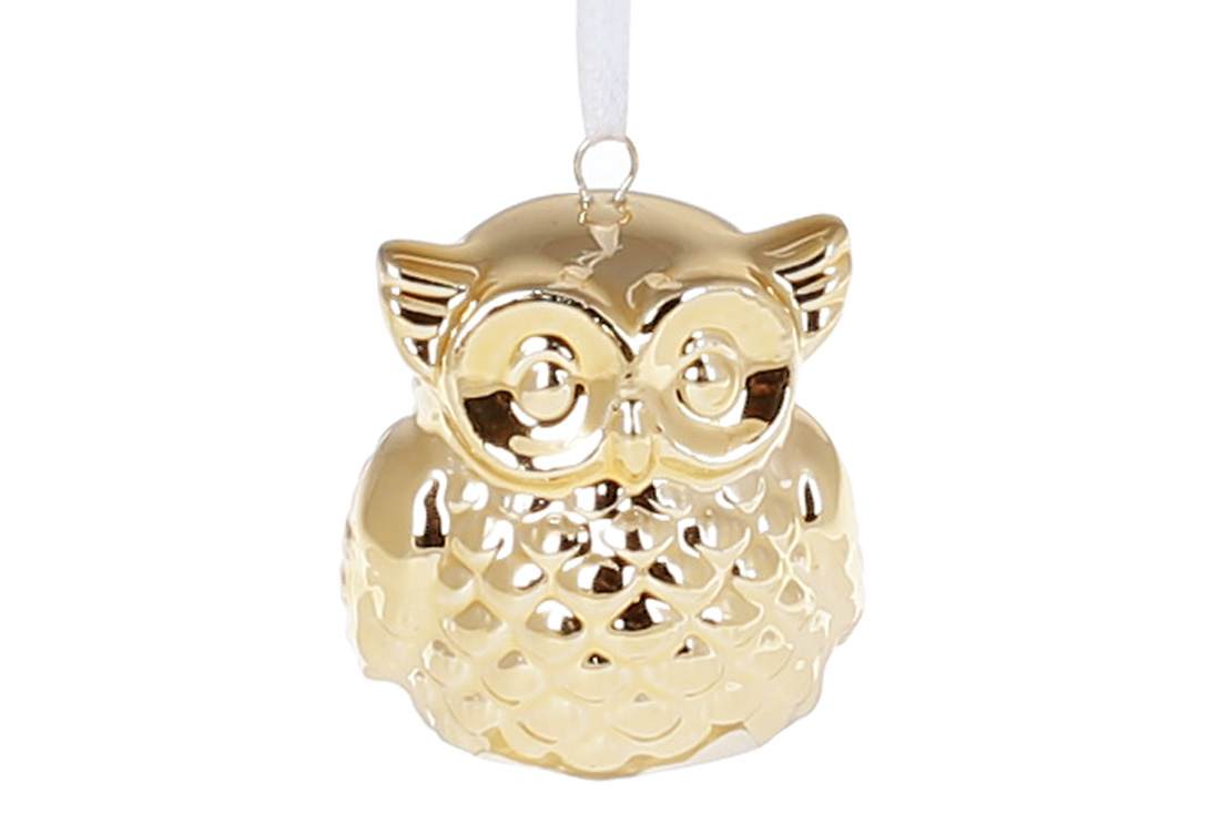 Підвісний декор Совушка, 5см, колір - золотий