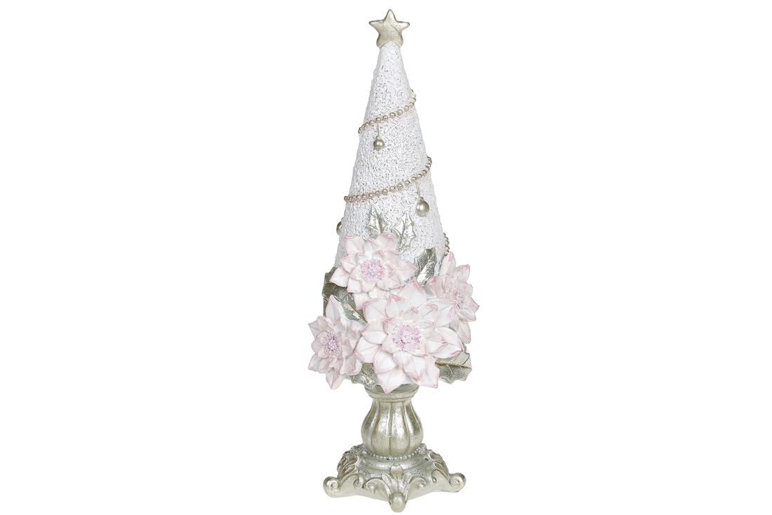 Декоративна статуетка Ялинка у квітах, 29см, колір - рожевий з шампанню