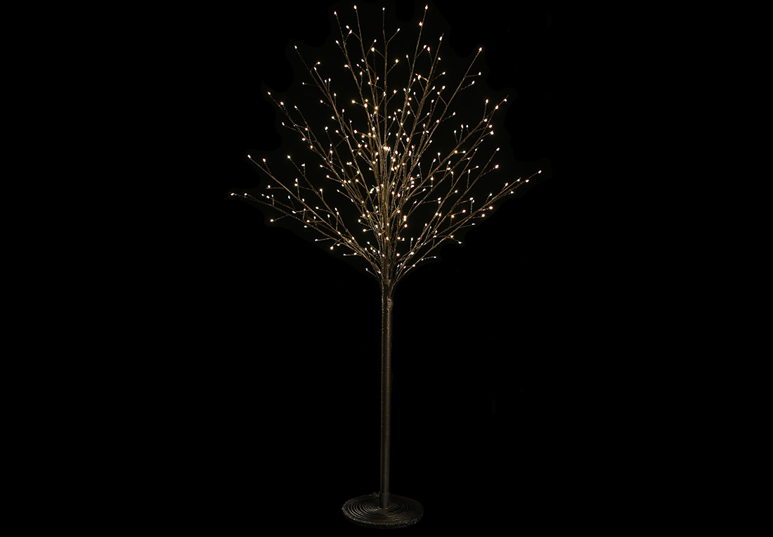 Світлодіодне дерево ( 300 міні-LED, колір лампочок - теплий білий, постійне світіння), 120см, колір - чорний