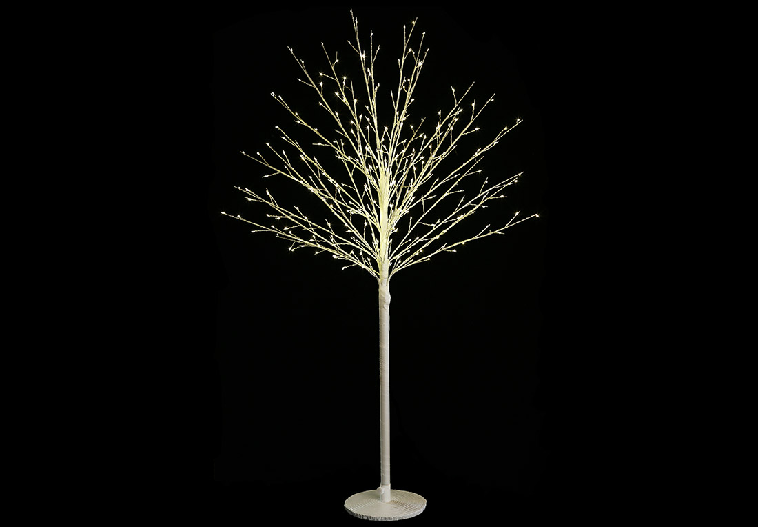 Світлодіодне дерево ( 580 міні-LED, колір лампочок - теплий білий, постійне світіння), 150см, колір - білий