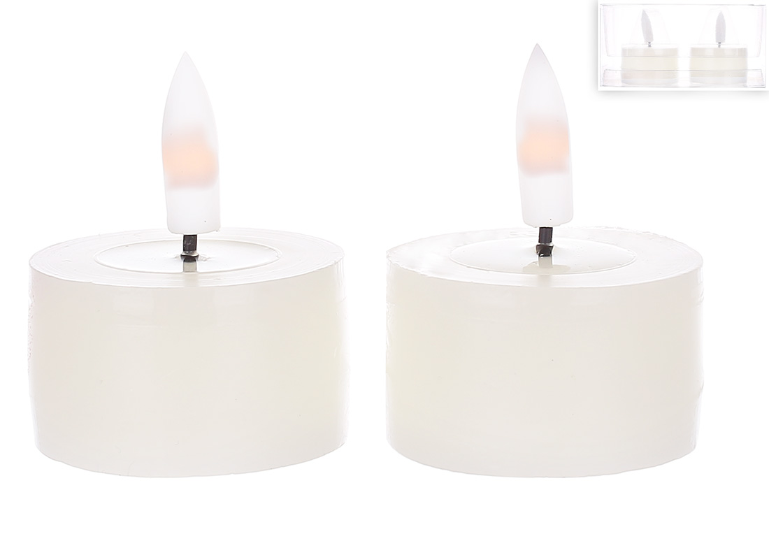 Світлодіодна воскова свічка з живим полум'ям - набір 2 шт, 4.5*5см (2хАА не входять до комплекту), тепле біле світло, колір - vanilla