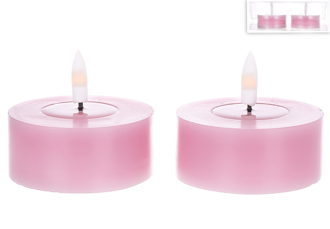 Світлодіодна воскова свічка з живим полум'ям - набір 2 шт, 7*6см (2хАА не входять до комплекту), тепле біле світло, колір -ліловий