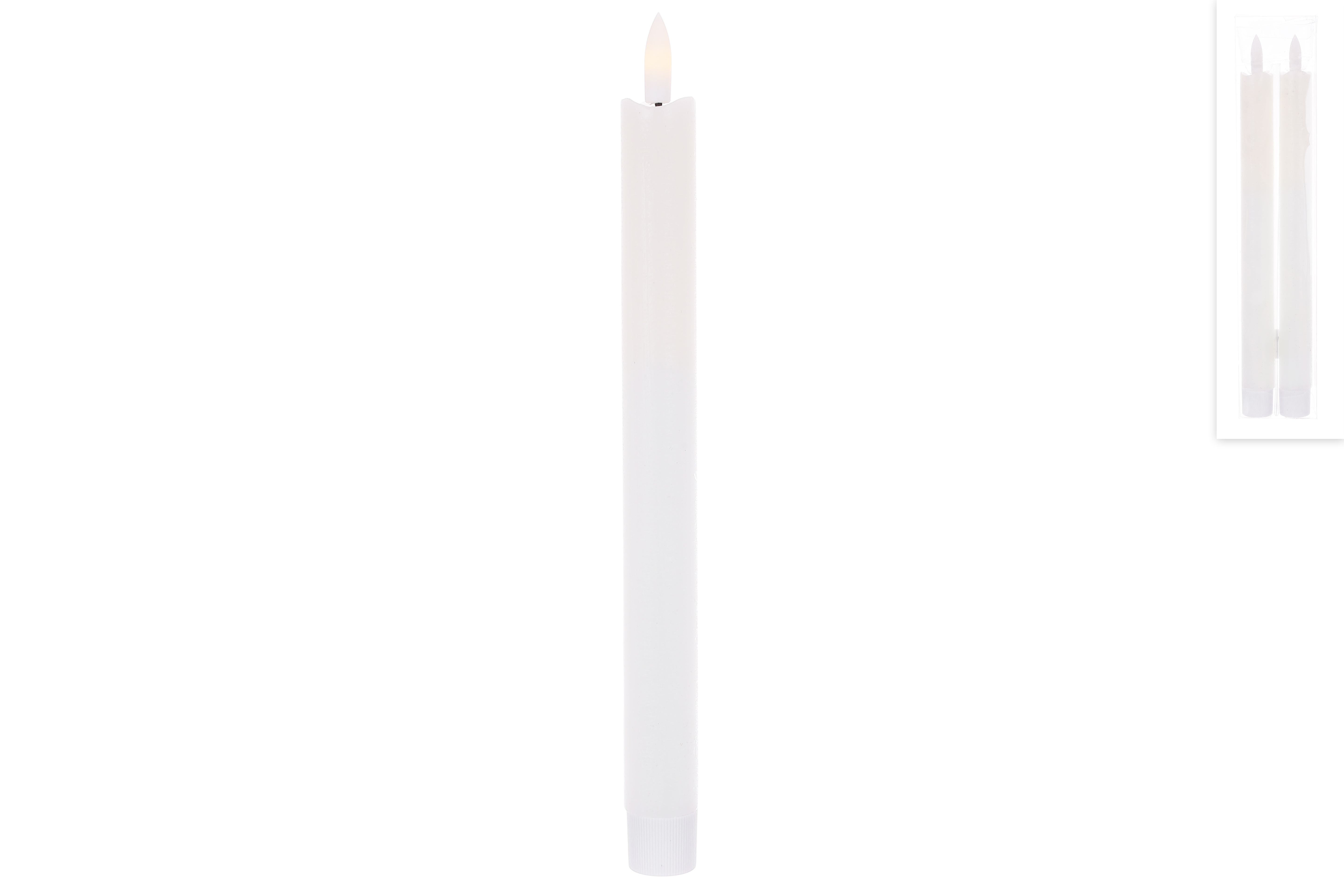 Світлодіодна воскова столова свічка - набір 2 шт 2.5*24.5см (2*ААА не входять до комплекту), тепле біле світло, колір - білий