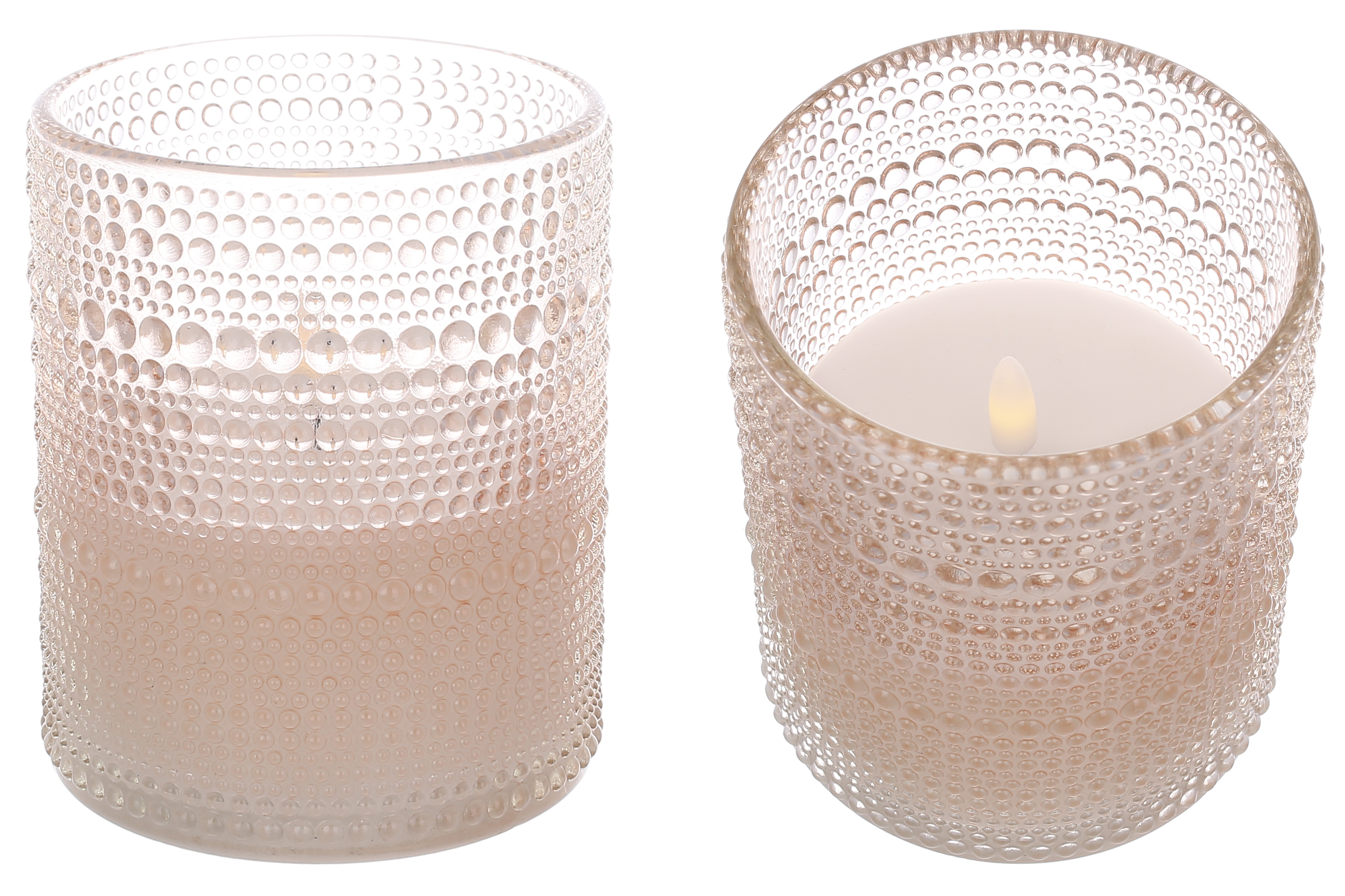 Світлодіодна воскова свічка в скляній колбі Bauble 10*12.5см з живим полум'ям (2хАА не входять до комплекту), тепле біле світло, колір скла - vanilla