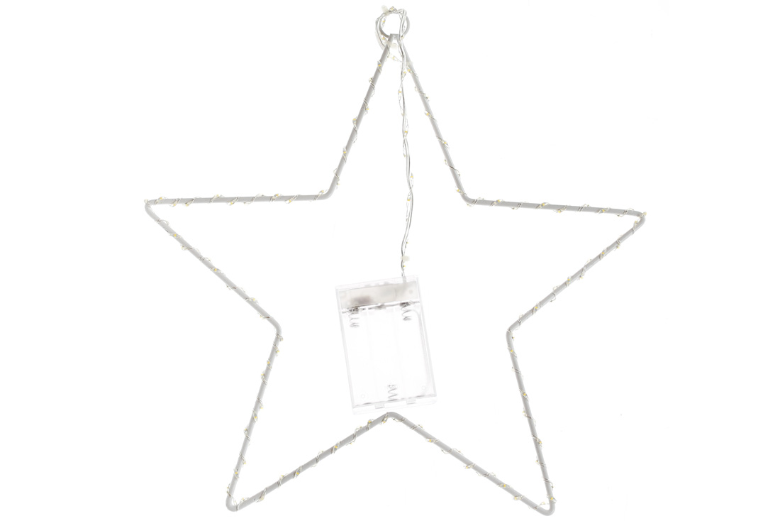 Декор, що світиться, Зірка, 136 міні-LED, діаметр - 30см, колір - теплий білий, постійне світіння, адаптер на 3AA батарейки