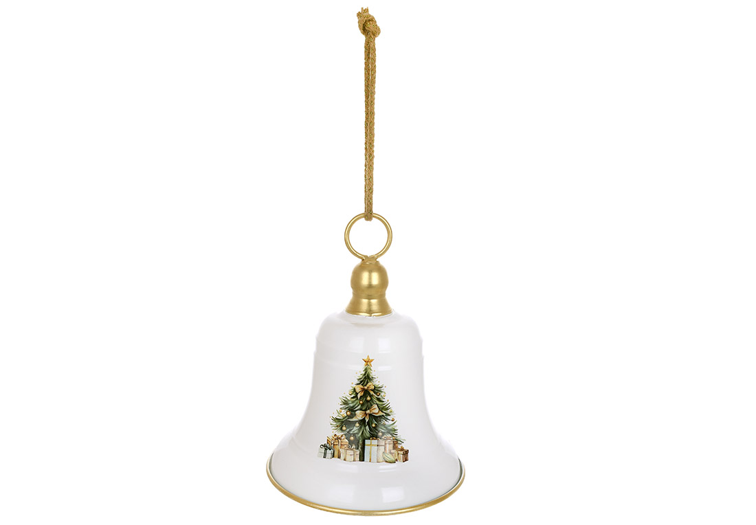 Металева підвіска Christmas bell D19.5*26см, колір - білий