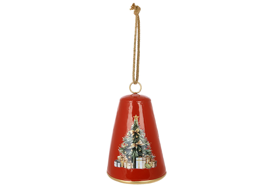 Металева підвіска Christmas bell D15.5*24см, колір - червоний