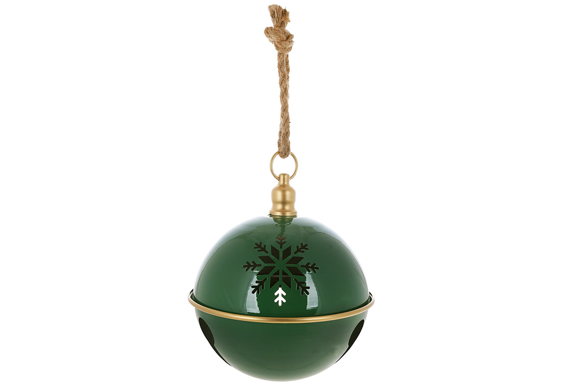 Металева куля ( D25*31см ) Christmas bell на підвісі Christmas bell 50см, колір - зелений