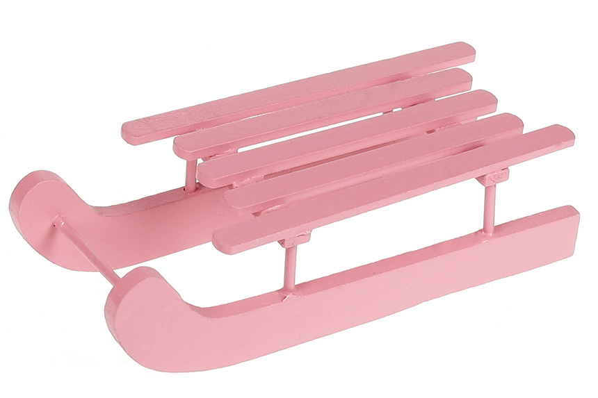 Санки дерев'яні декоративні, 15см, колір - темно-рожевий