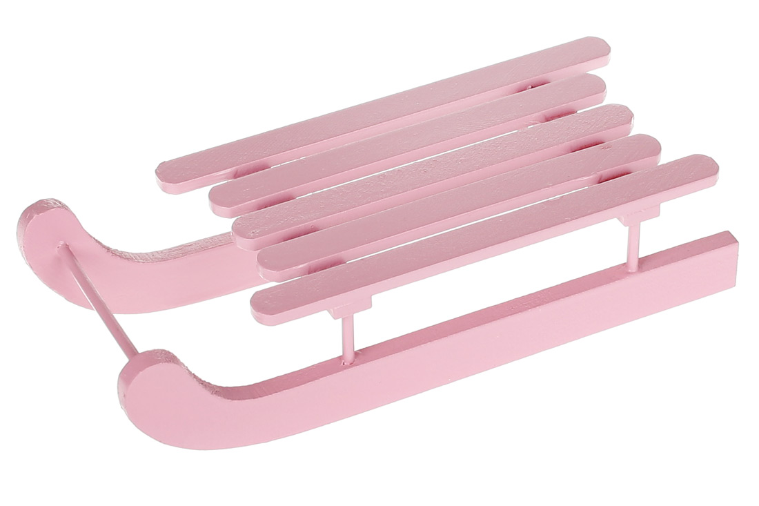 Санки дерев'яні декоративні, 20см, колір - полуничний крем