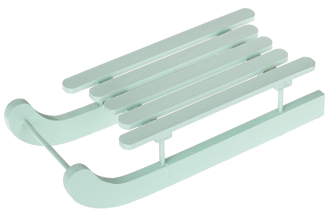 Санки дерев'яні декоративні, 20см, колір - м'ятний