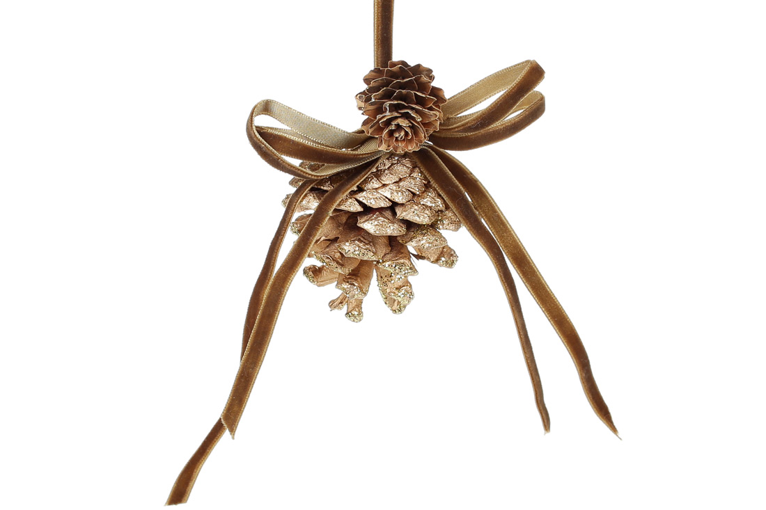 Новий підвісний декор Шишка, 18см, колір - золотий
