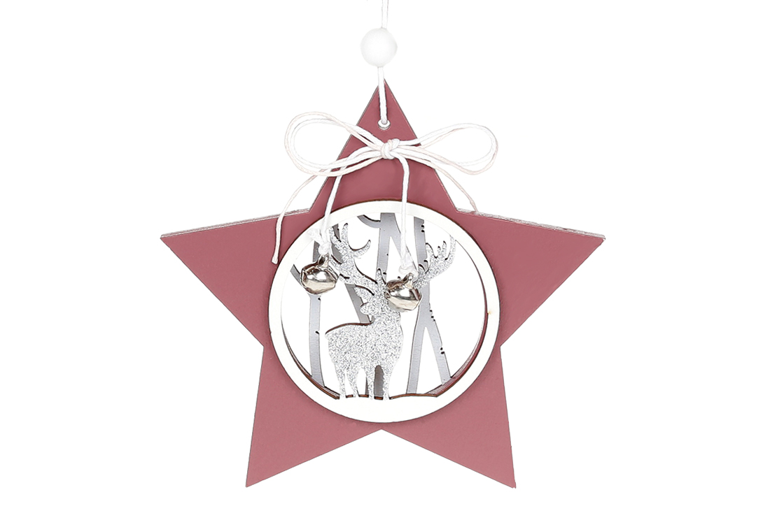 Новорічна підвіска Зірочка з оленем 12см