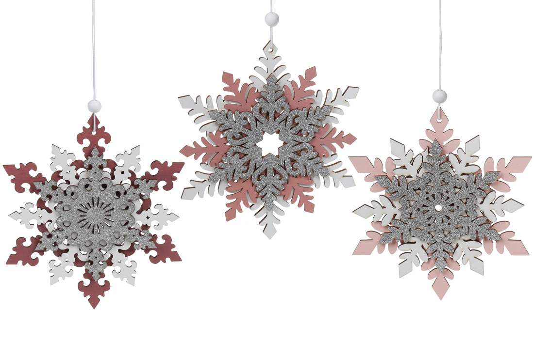 Новорічна підвіска Сніжинка 3D, 12.5см, 3 дизайни
